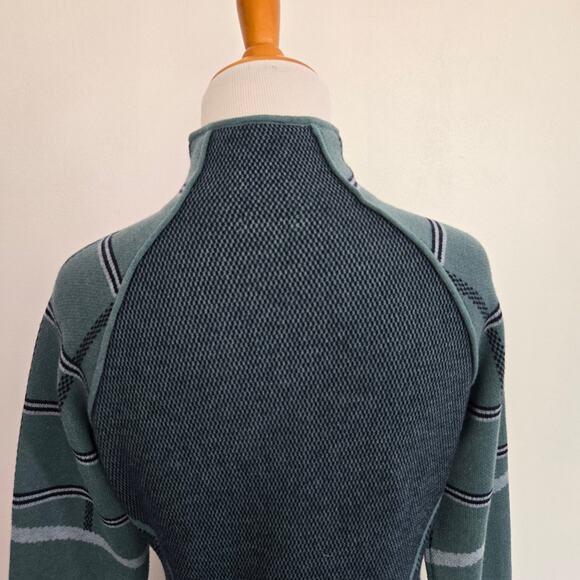 Smartwool Dacono Ski Full-Zip Sweater Green Wool Geometric Women Small - Picture 6 of 11
